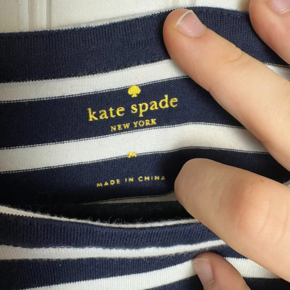 Kate Spade Blue White Stripe Short Sleeve Dress medium D21 - Picture 3 of 5